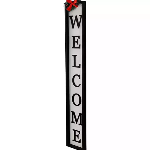Black and White Welcome Christmas Porch Board