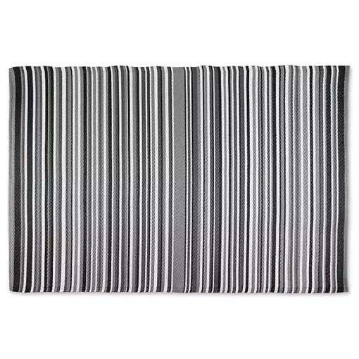 Black Barcode Stripe Outdoor Area Rug, 4x6