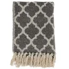Black Beige Fringe Geometric Throw Blanket