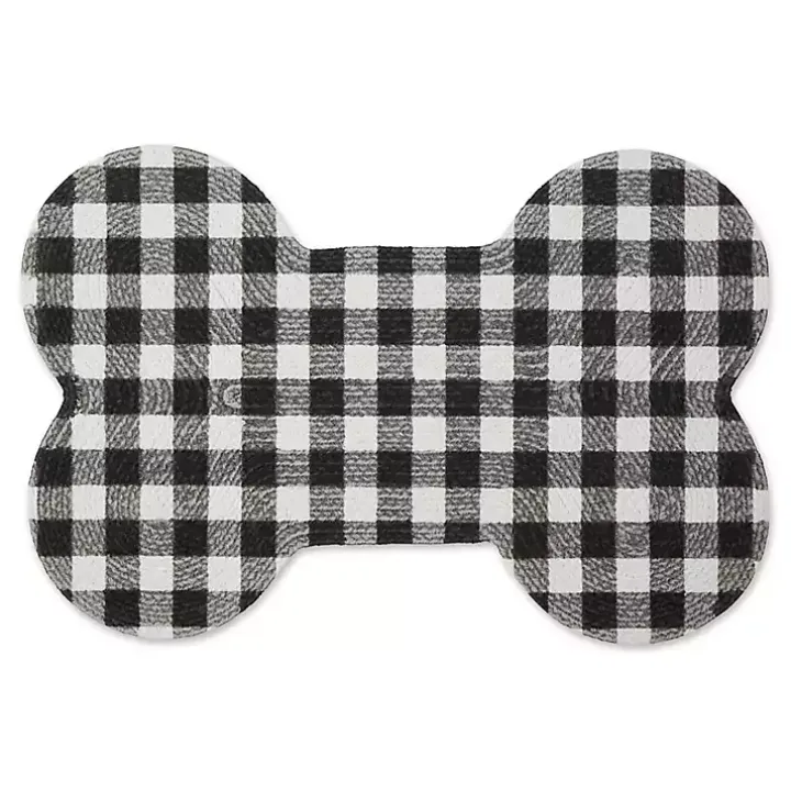 Black Buffalo Check Bone Pet Bowl Mat