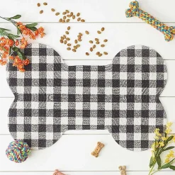 Black Buffalo Check Bone Pet Bowl Mat