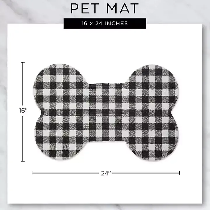 Black Buffalo Check Bone Pet Bowl Mat