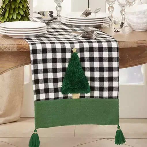 Black Buffalo Check Christmas Tree Table Runner