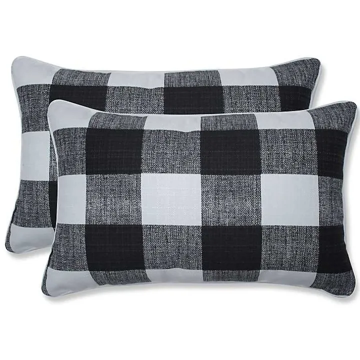 Black Buffalo Check Lumbar Pillows, Set of 2