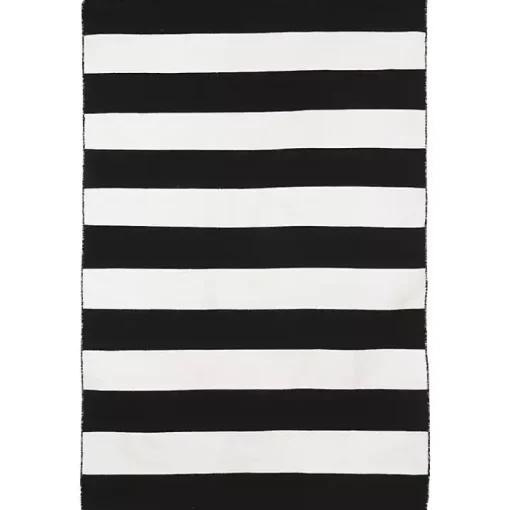 Black Cabana Stripe Indoor/Outdoor Area Rug, 7x9