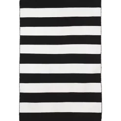 Black Cabana Stripe Indoor/Outdoor Area Rug, 3x5