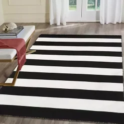 Black Cabana Stripe Indoor/Outdoor Area Rug, 5x7