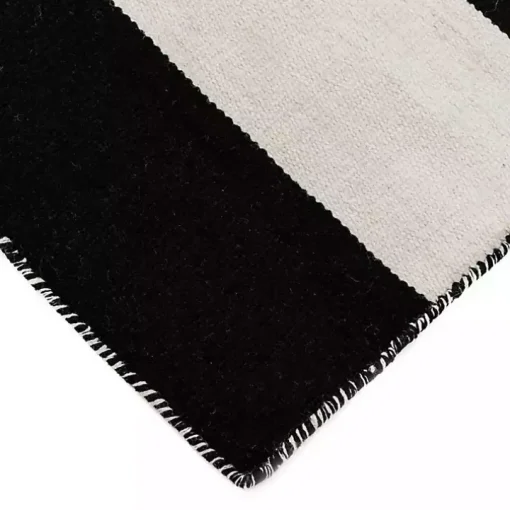 Black Cabana Stripe Indoor/Outdoor Area Rug, 5x7