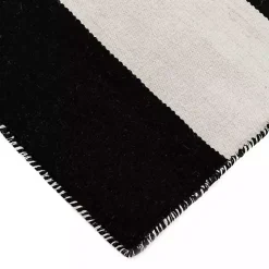 Black Cabana Stripe Indoor/Outdoor Runner, 2x8