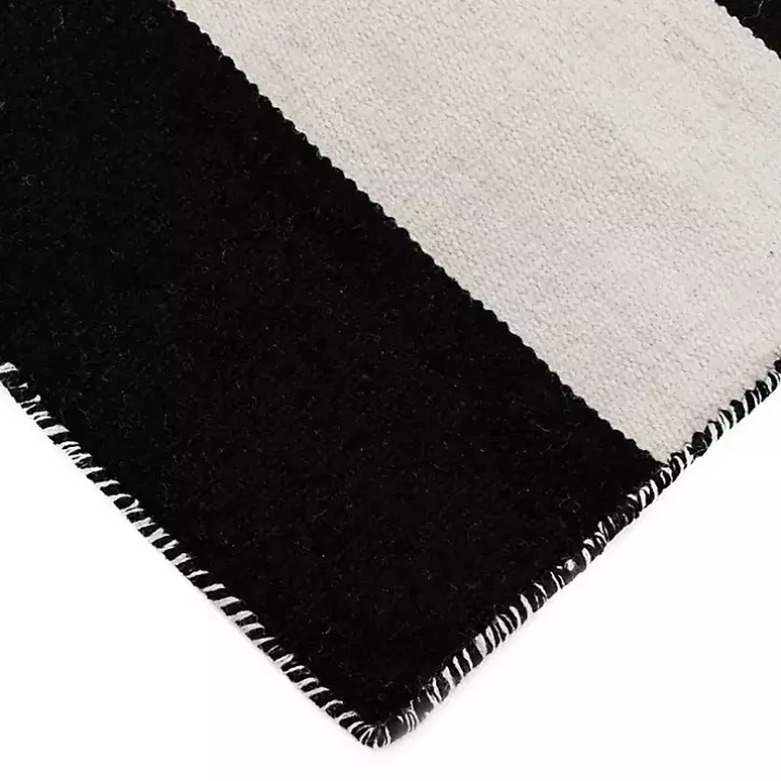 Black Cabana Stripe Indoor/Outdoor Area Rug, 8x11