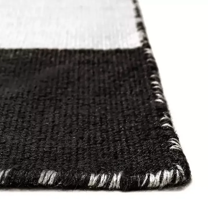 Black Cabana Stripe Indoor/Outdoor Area Rug, 8x11