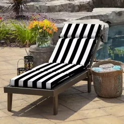 Black Cabana Stripe Outdoor Chaise Cushion