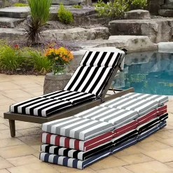 Black Cabana Stripe Outdoor Chaise Cushion