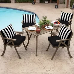 Black Cabana Stripe Outdoor Lumbar Pillow