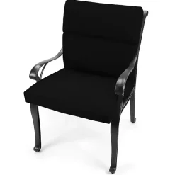 Black Canvas French Edge Outdoor Chair Cushion