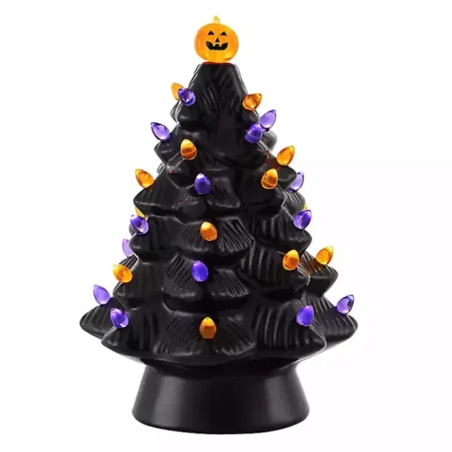 Black Ceramic LED Halloween Tree
