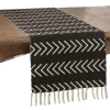Black Chevron Table Runner with Fringe