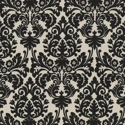 Black Damask Tufted Outdoor Settee Cushion