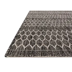 Black Eyelet Pattern Outdoor Area Rug, 5x7