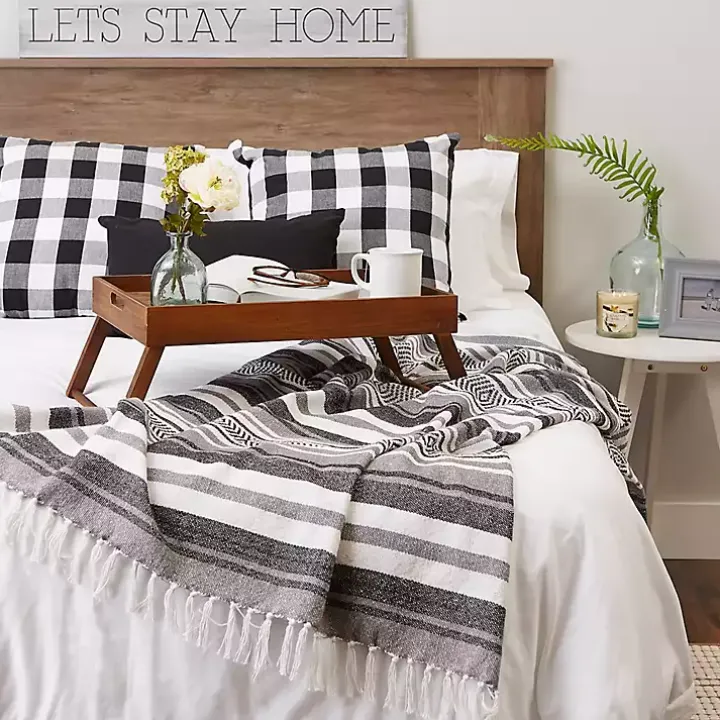 Black Farmhouse Stripe Throw