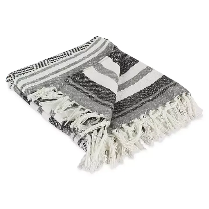 Black Farmhouse Stripe Throw