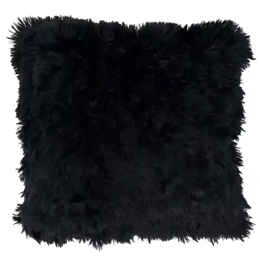 Black Faux Fur Throw Pillow