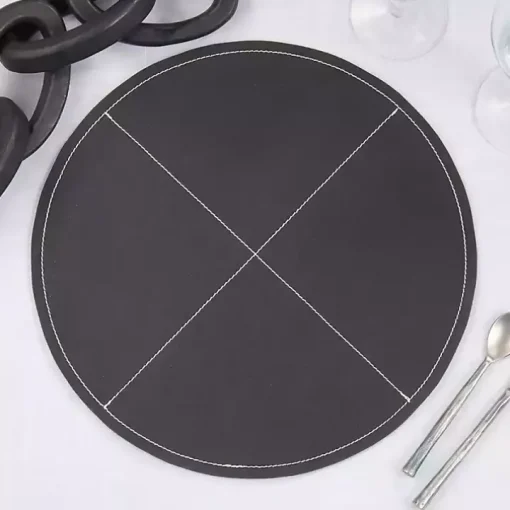 Black Faux Leather Placemats, Set of 4