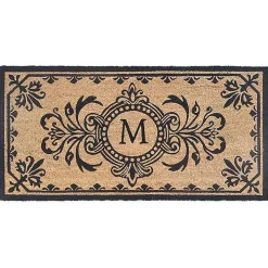 Black Fleur De Lis Monogram M Doormat