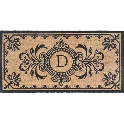 Black Fleur De Lis Monogram D Doormat