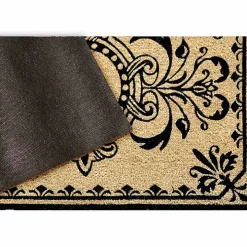 Black Fleur De Lis Monogram D Doormat