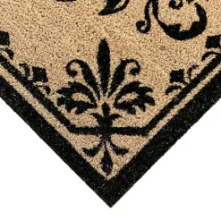 Black Fleur De Lis Monogram H Doormat