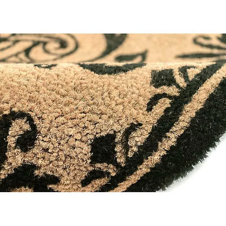 Black Fleur De Lis Monogram D Doormat