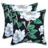Black Floral Blooms 2-pc. Outdoor Pillows