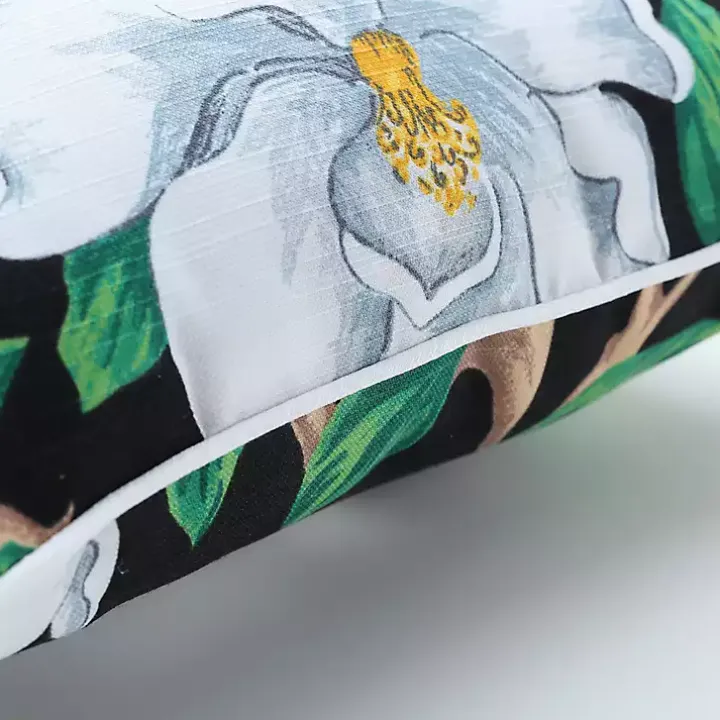 Black Floral Blooms 2-pc. Outdoor Pillows