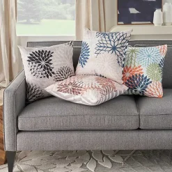 Black Floral Chevron Outdoor Throw Pillow