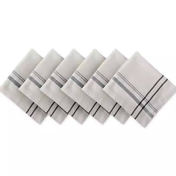 Black French Stripe Napkins, Set of 6