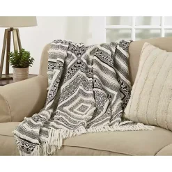 Black Geometric Diamond Throw