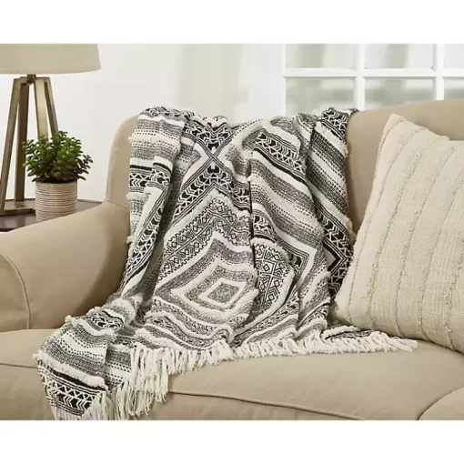 Black Geometric Diamond Throw