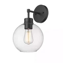 Black Glass Orb Outdoor Sconce Light