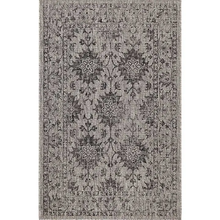 Black Harris Botanical Outdoor Rug, 7x9