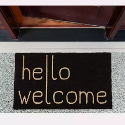 Black Hello Welcome Doormat