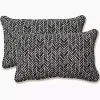 Black Herringbone Outdoor Lumbar Pillows, Set of 2