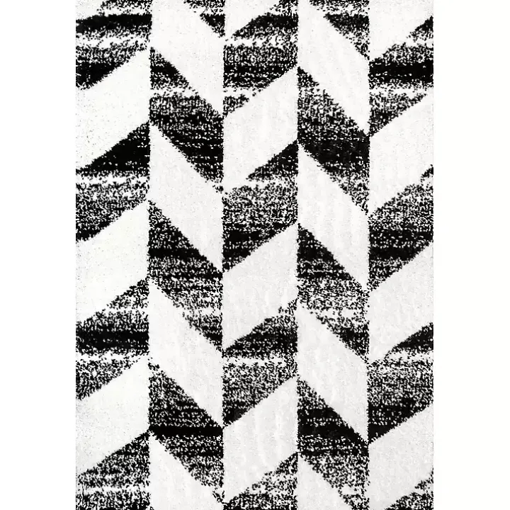 Black Herringbone Shag Area Rug, 9x12