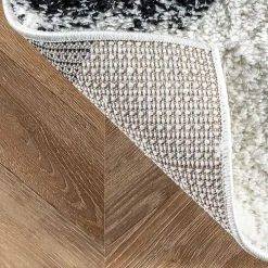 Black Herringbone Shag Area Rug, 9x12