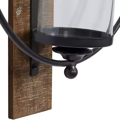 Black Hoop Glass Sleeve Wall Sconce, 24 in.