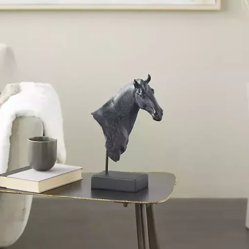 Black Horse Head Resin Statue