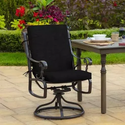 Black Leala Texture Outdoor Dining Chair Cushion