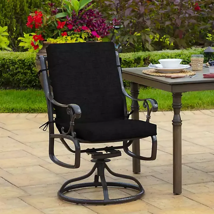 Black Leala Texture Outdoor Dining Chair Cushion