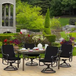 Black Leala Texture Outdoor Dining Chair Cushion