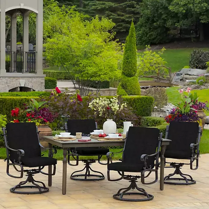 Black Leala Texture Outdoor Dining Chair Cushion